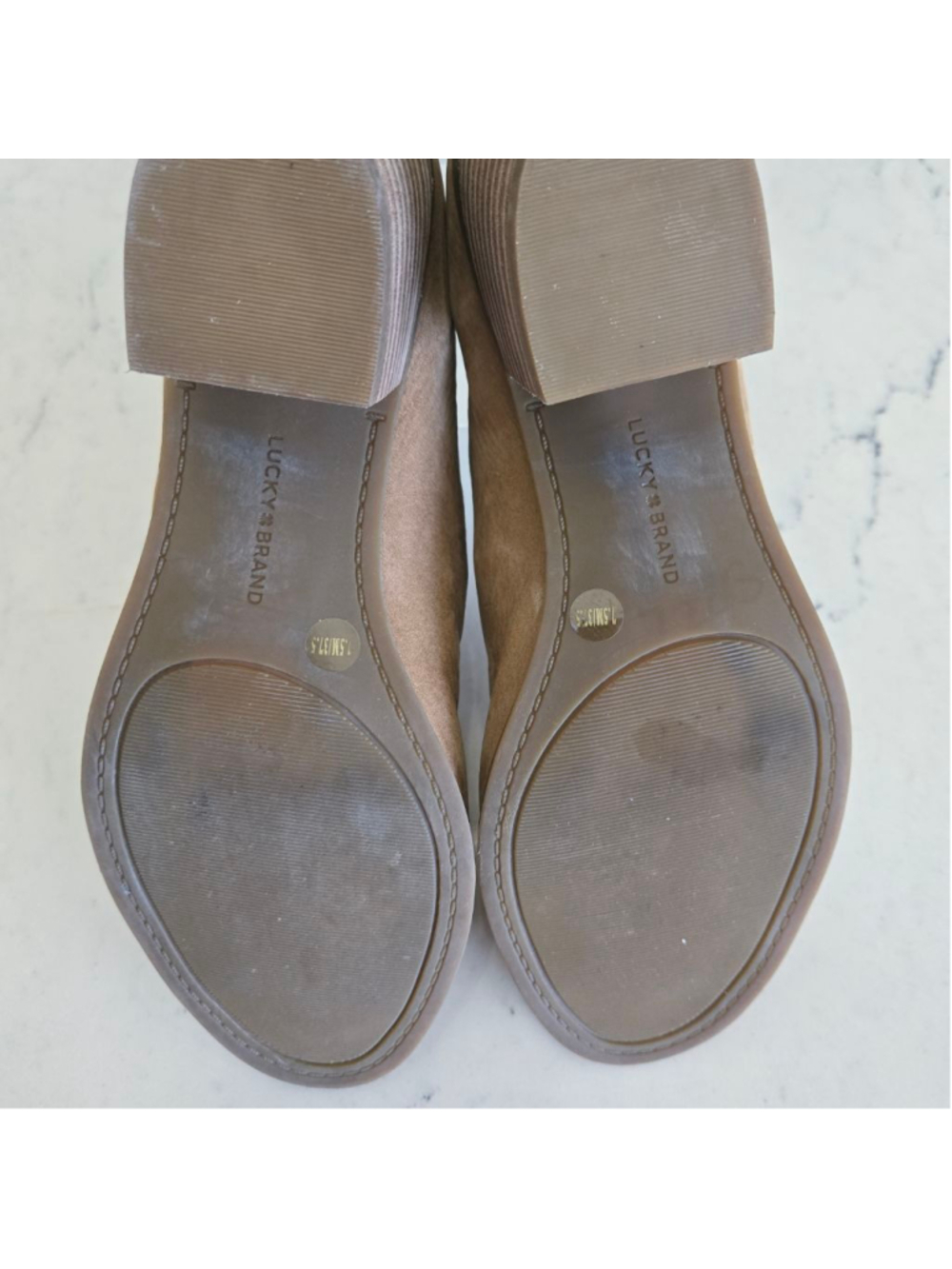 Women's Lucky Brand Tan Suede Mules Size 7.5 - Picture 8 of 11